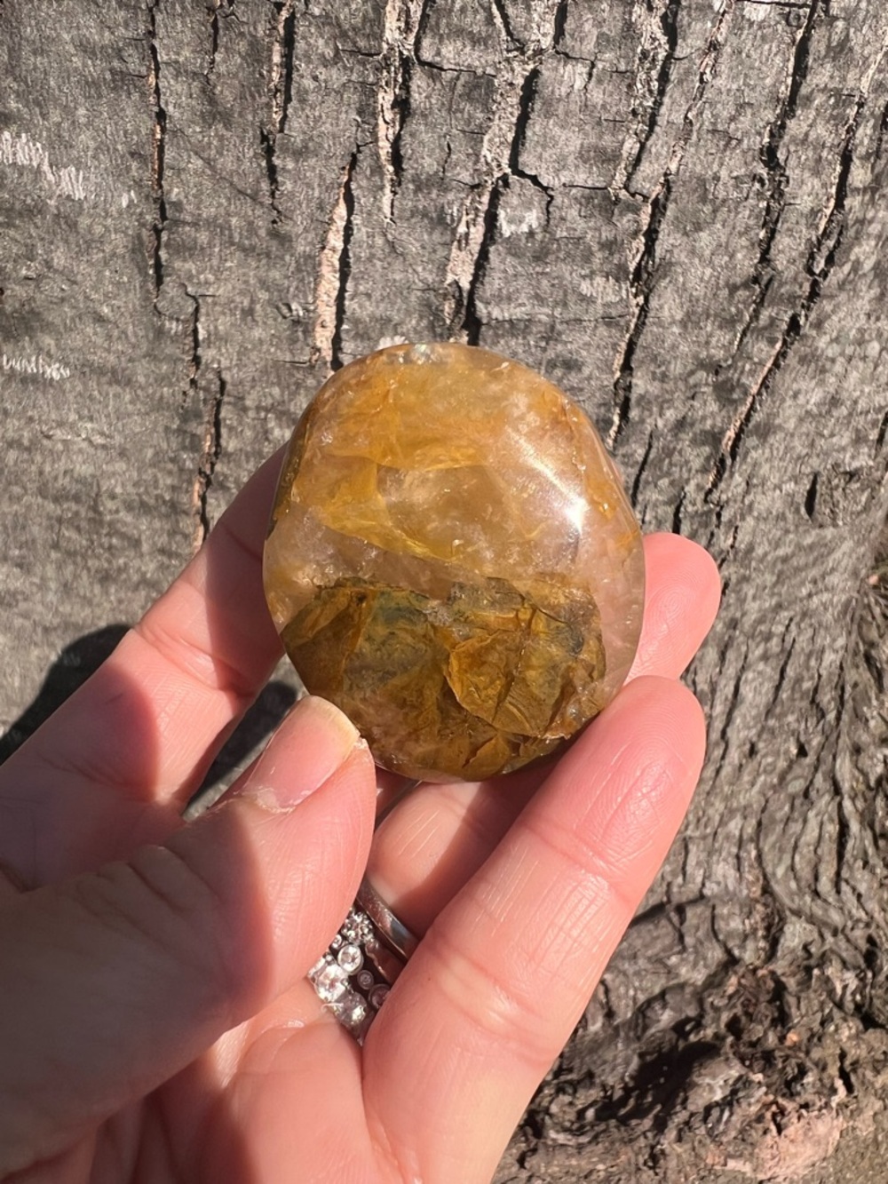 Golden (2) healer PalmStone | crystal